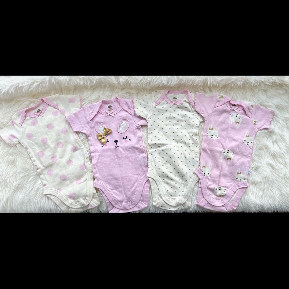Just Born Organic Baby Girl Bodysuits 4-Pack